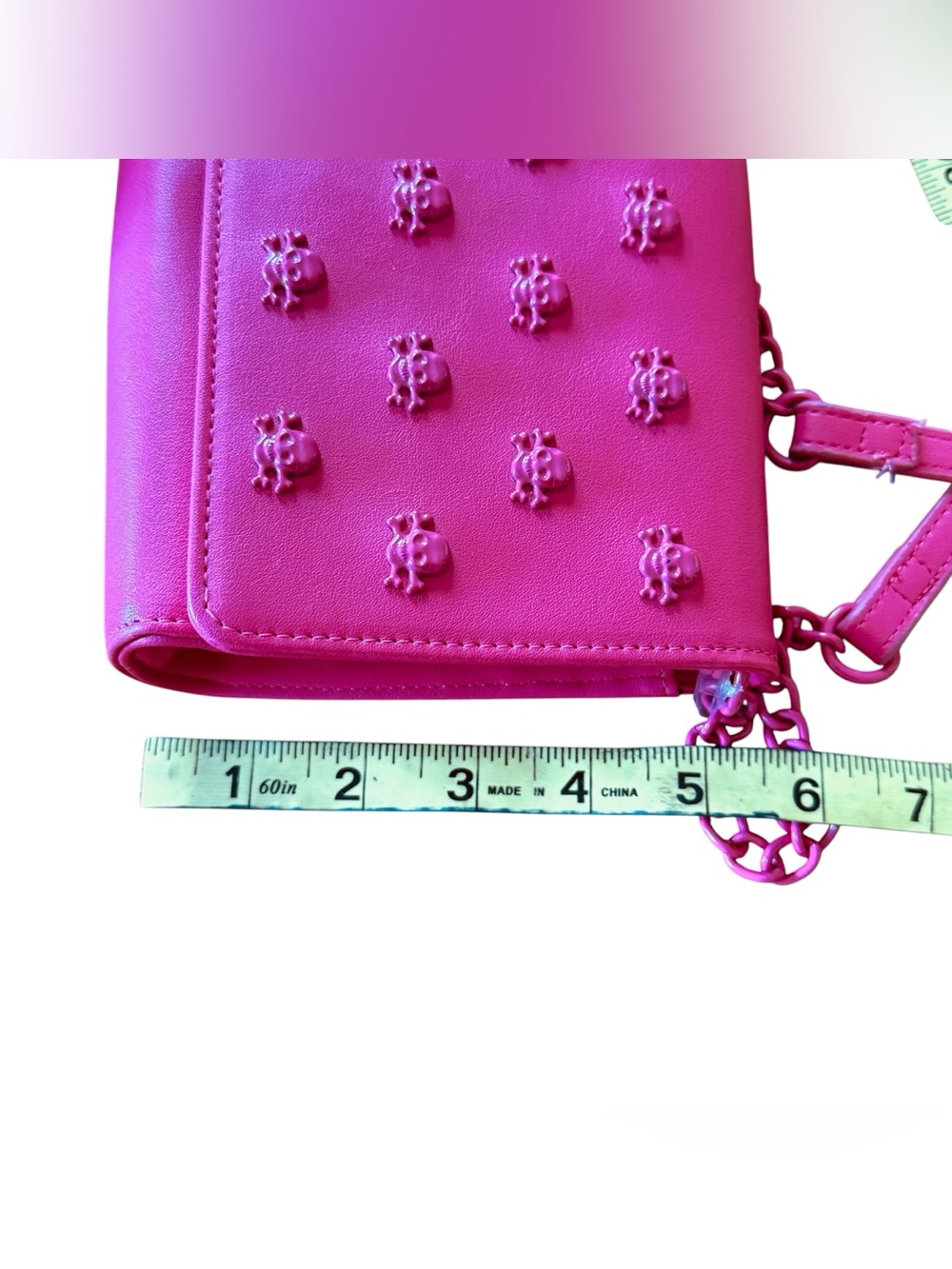 Betsey Johnson XOSYBIL Studded Skull Crossbody Front Flap Matching Chain Strap - Picture 6 of 11